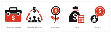 Finansal portföy, finansal toplantı ve yatırım olarak 5 adet karışık simge