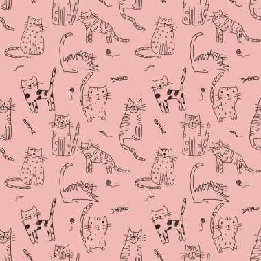 el ile cats'deki çizilmiş seamless modeli 