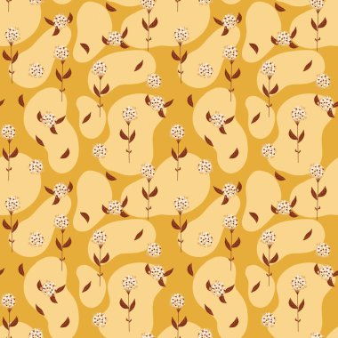   Seamless pattern with flowers on a yellow background, cotton