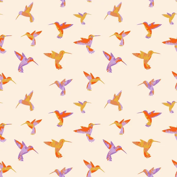 Seamless Pattern Hummingbirds Paper Fabric Spring Mood — 스톡 사진