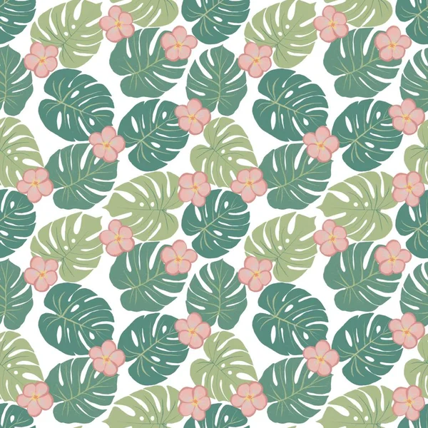 Seamless Pattern Tropical Theme Nature Hand Drawn Textiles Paper — Stock Photo, Image