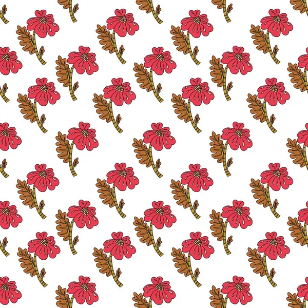 Seamless Floral Pattern Comic Style Cartoon Style Hand Drawn Flowers — Stock Photo, Image