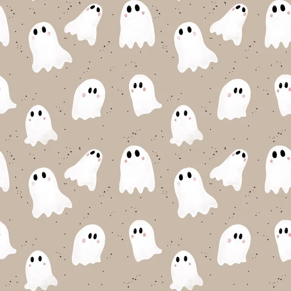Padrão Sem Emenda Com Fantasmas Tema Halloween — Fotografia de Stock