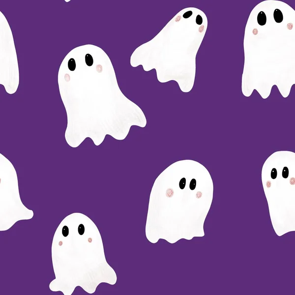 Seamless Pattern Ghosts Halloween Theme — Stock Photo, Image