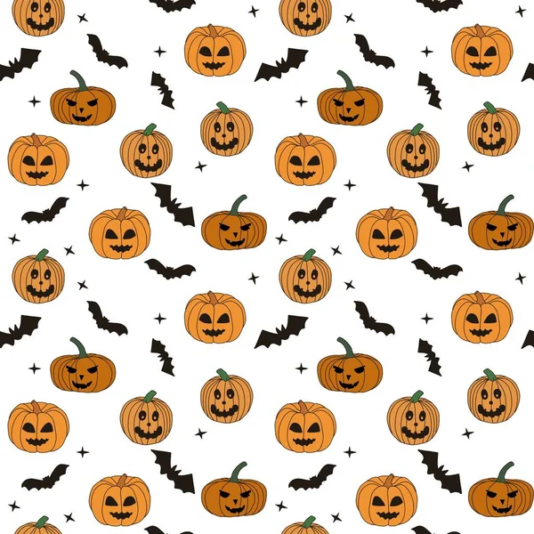 Padrão Sem Costura Sobre Tema Halloween Abóboras Adequadas Para Tecidos — Fotografia de Stock