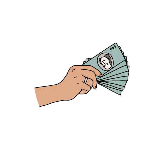 Στοιχείο Ένα Απλό Στυλ Χέρι Χρήματα Πληρωμή — Φωτογραφία Αρχείου