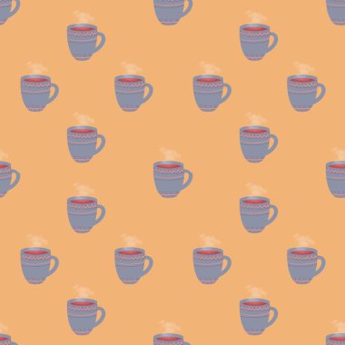 Mutfak ve kumaş için uygun, fincanlı kusursuz desen..