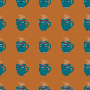 Mutfak ve kumaş için uygun, fincanlı kusursuz desen..