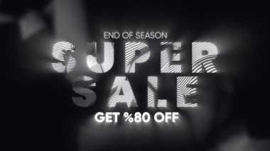 Süper satış% 80 indirimli, reklamlar için, Super satış teklifi, şimdi karanlık bir arka planda mağaza promosyonu. - 4K Full HD kusursuz döngü arkaplanı. 