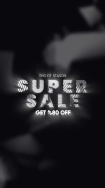 Süper satış% 80 indirimli, reklamlar için, Super satış teklifi, şimdi karanlık bir arka planda mağaza promosyonu. - 4K Full HD kusursuz döngü arkaplanı. 
