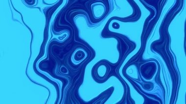 Sıvı parlak gök mavisi ve parlak yağ dokusuyla soyut hareket arkaplanı, beyaz parıltılı dalgalı düz yüzey. Bilgisayar, teknoloji, iş ve sanat teması. - 4K Kusursuz döngü arkaplanı