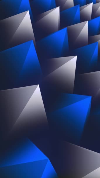 Рендеринг Геометрический Синий Серый Трехмерные Треугольники Фон Вращения Динамические Формы — стоковое видео