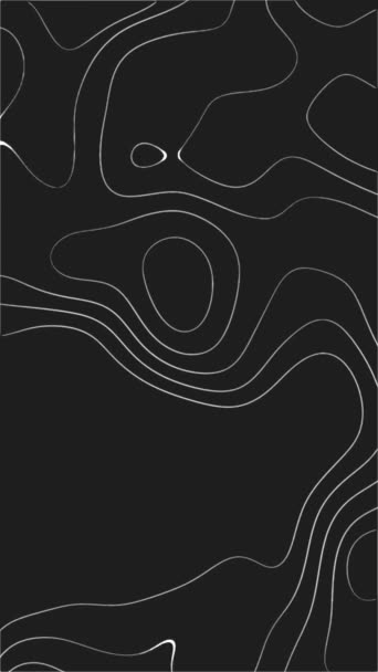Abstract Animated Outline Topographic Contour Map Moving Waves Black Background — Vídeo de Stock