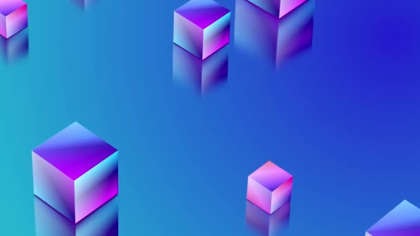 立方体の抽象的な背景 3D形状の背景 青と紫 ピンクのグラデーション 4KフルHdシームレスループ — ストック動画