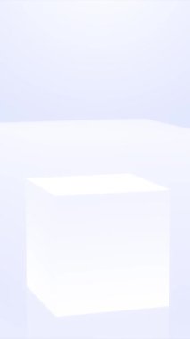 Beyaz Arkaplanda Yuvalı Küp Kutusu Rotasyonu. Soyut 3D Kutu Canlandırması. Basit Geometrik Şekil 3D Hazırlama - 4K Tam HD Döngüsüz Arkaplan - Dikey