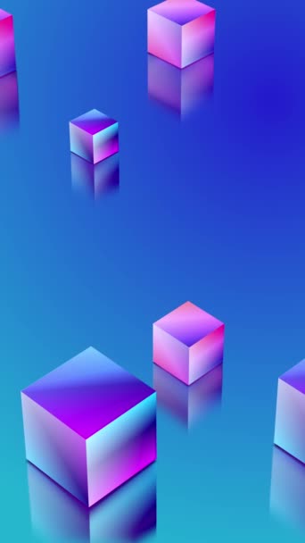 具有立方体的抽象背景 3D形状背景 蓝色和紫色粉色渐变 4K全高清无缝回路 — 图库视频影像