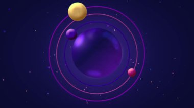 A Purple Planet In Deep Space With Three Moons, Planets Of The Solar System, Cartoon Space Travel And Exploration, Digital 3D Background  - 4K Resolution Video Background Seamless loop