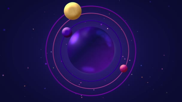 Purple Planet Deep Space Three Moons Planets Solar System Cartoon — Stockvideo