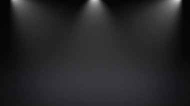 Stage lights shine in the studio. Black stage 3D rendered empty room space with spot light. New elegant empty room with white spot light on floor - 4K Resolution Video Background