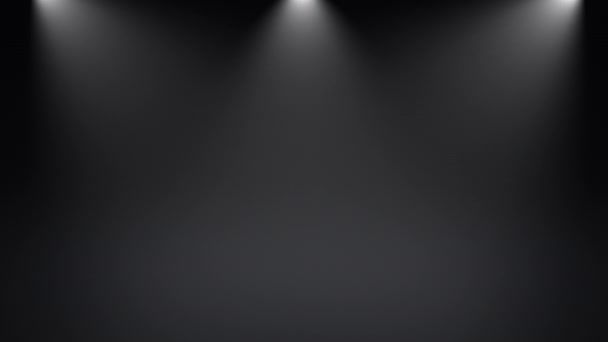 Stage Lights Shine Studio Black Stage Rendered Empty Room Space — Stock videók