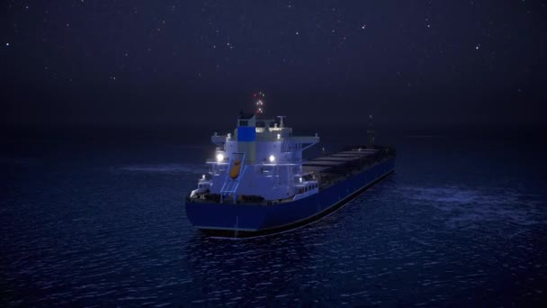 Night Oil Tanker Floating Sea Oil Port Terminal Oil Gas — Wideo stockowe