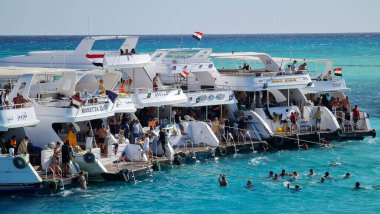 Mısır 20 / 11 / 2021 Güzel mavi su üzerinde seyahat 