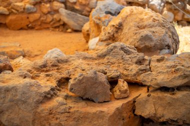Girit 'te taş harabeleriyle dolu antik arkeolojik alan. Yüksek kalite fotoğraf