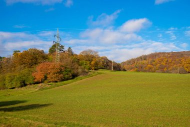 Sonbaharda tepelik bir manzaranın manzarası. Yüksek kalite fotoğraf