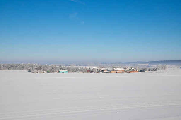 Panorama Snow Landscape Tracks Blue Sky High Quality Photo — Stock Photo, Image