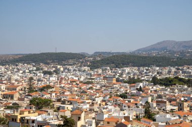 Girit 'teki Rethymno kasabasının panorama manzarası. Yüksek kalite fotoğraf