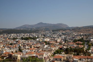 Girit 'teki Rethymno kasabasının panorama manzarası. Yüksek kalite fotoğraf