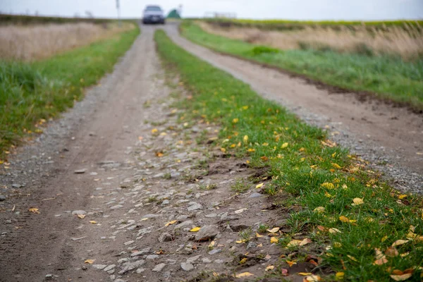Dirt Road Autumn Blurry Car Background High Quality Photo — Stock Photo, Image