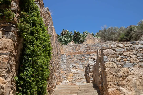 Ruinas Vieja Casa Spionalonga Creta Foto Alta Calidad — Foto de Stock