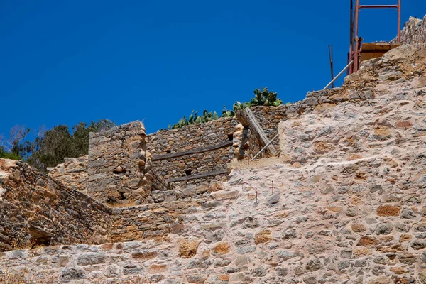 Alte Hausruinen Auf Spionalonga Kreta Hochwertiges Foto — Stockfoto