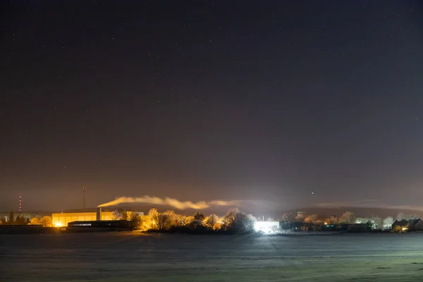 Stock image Small town at night with snow and stars. High quality photo