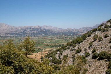 Girit 'teki Panorama Plato manzarası yüksekliği. Yüksek kalite fotoğraf