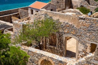 Spionalonga, Girit 'teki eski harabeler. Yüksek kalite fotoğraf