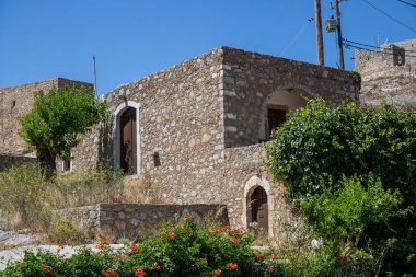 Girit 'teki eski taş binalar. Yüksek kalite fotoğraf