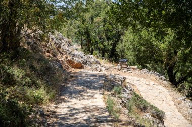 Kaba taş levhalardan çıkan yol. Yüksek kalite fotoğraf
