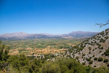 Girit 'teki Panorama Plato manzarası yüksekliği. Yüksek kalite fotoğraf