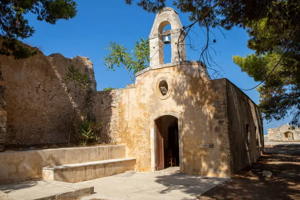 Kapelle Sommer Mit Blauem Himmel Der Festung Fortezza Rethymno Kreta — Stockfoto