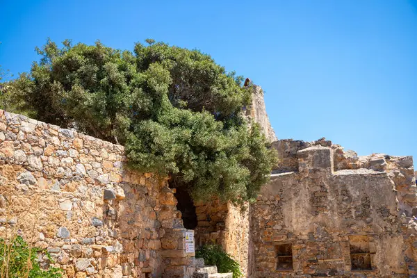 stock image Old house ruins on Spionalonga, Crete. High quality photo