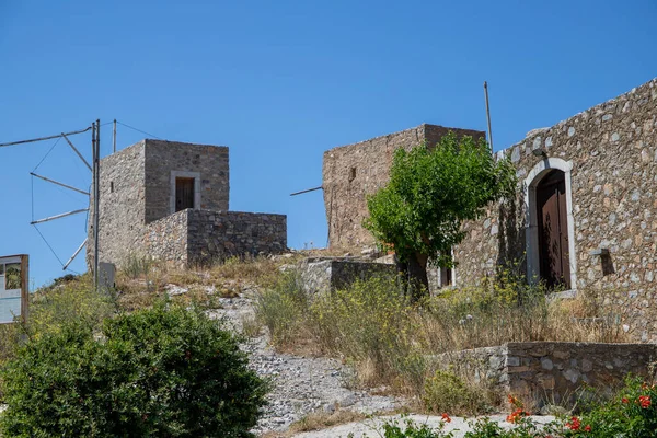 Mycket Gamla Väderkvarnar Kulle Kreta Högkvalitativt Foto — Stockfoto