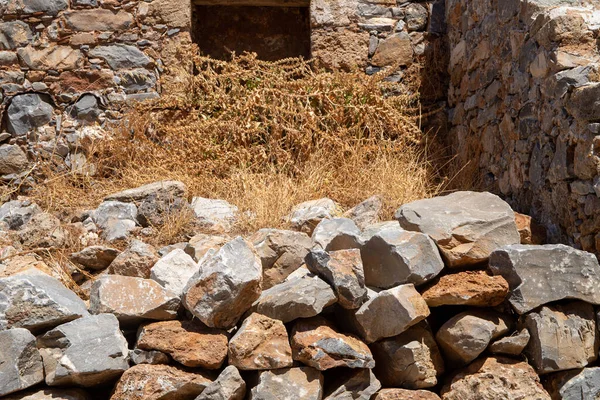 Ruinas Vieja Casa Spionalonga Creta Foto Alta Calidad — Foto de Stock