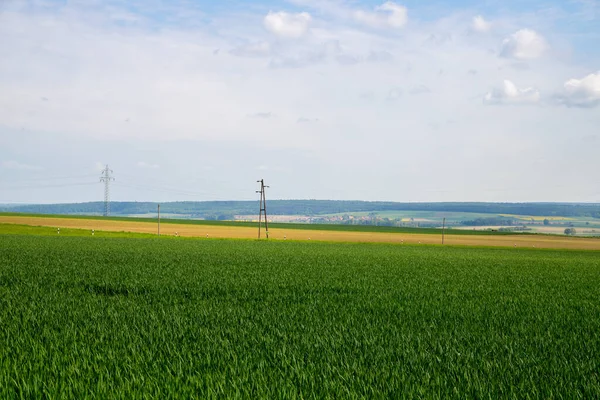 stock image Landscape shot of fields and cloudy sky. High quality photo