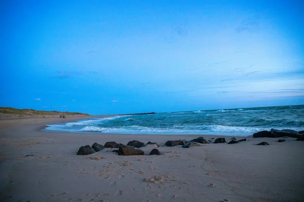 Modrá Hodina Pláži Západu Slunce Severní Moře Dánsko Kvalitní Fotografie — Stock fotografie