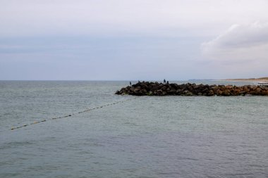 Danimarka 'nın Kuzey Denizi' ndeki taş iskelesi. Yüksek kalite fotoğraf