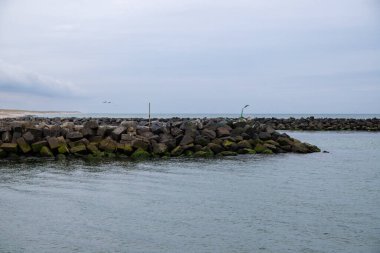 Danimarka 'nın Kuzey Denizi' ndeki taş iskelesi. Yüksek kalite fotoğraf