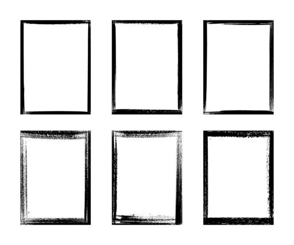 Vector illustration. Set of borders in grunge style. Dirty frame with a splash of black paint on white background. Design elements for poster, layout, magazine, book cover, brochure, invitation card