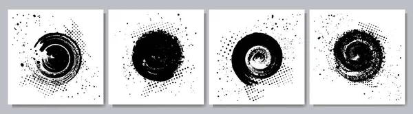 Vektorillustration Schwarz Weißer Hintergrund Pinselstrich Plakate Paint Splash Effekt Sammlung — Stockvektor